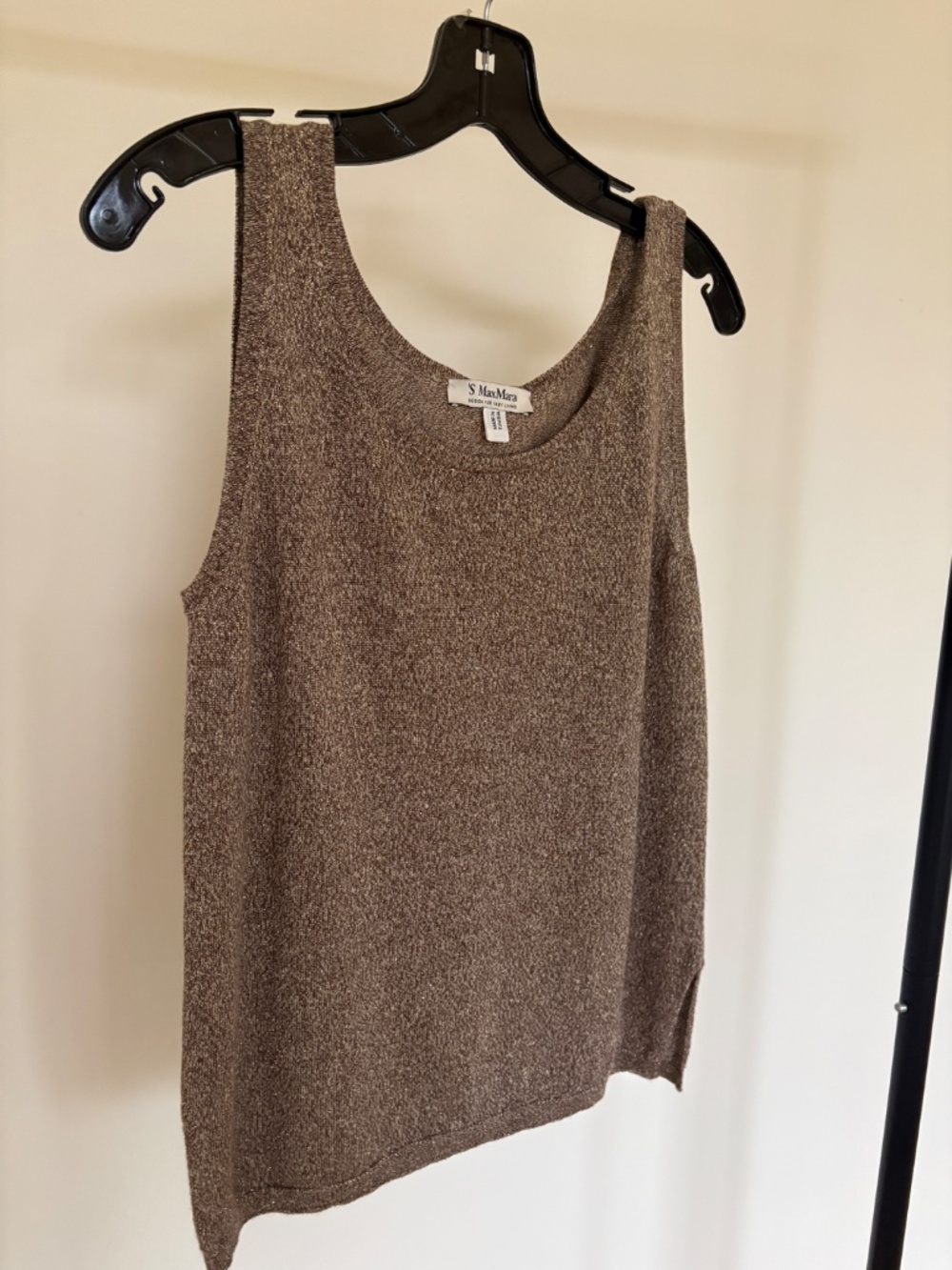 'S Max Mara Brown Metallic Knit Sleeveless Top - Picture 2 of 4